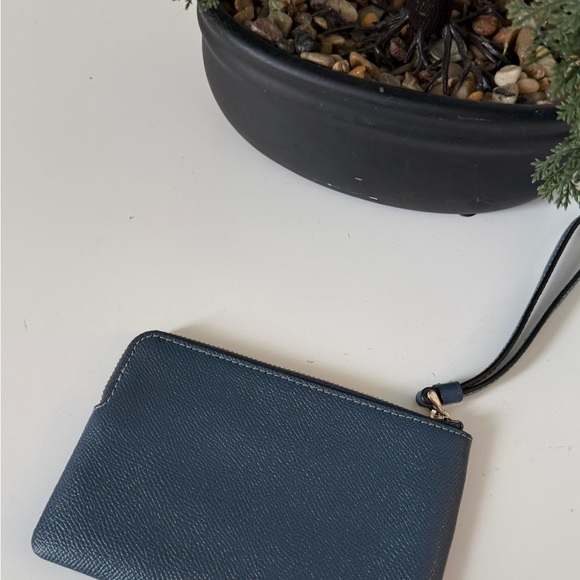 Coach Dark Blue Wristlet with Gold Accents - Picture 2 of 4